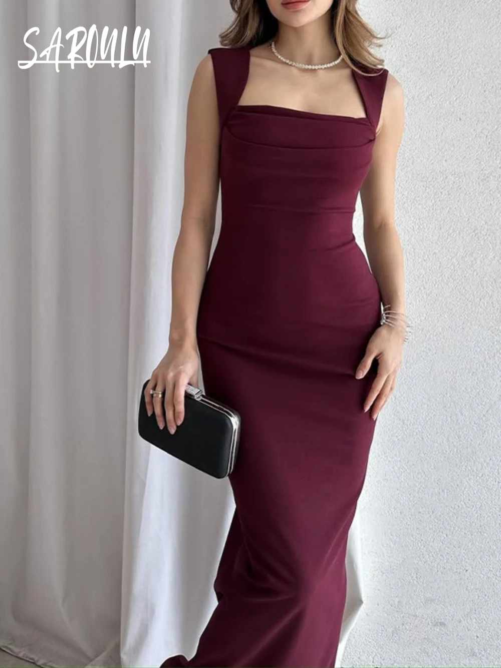 

Fashionable Straight Satin Women Dinner Party Evening Gown Fast Shipping 3 Colors Simple Sleeveless Sexy Slim Cocktail Wear