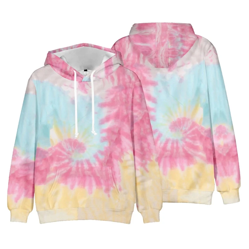 Spring Autumn Men Women Tie Dye 3d Printing Hoodie Colorful Pullover Kids Casual Fashion Polyester Clothing Loose Coat With Hat