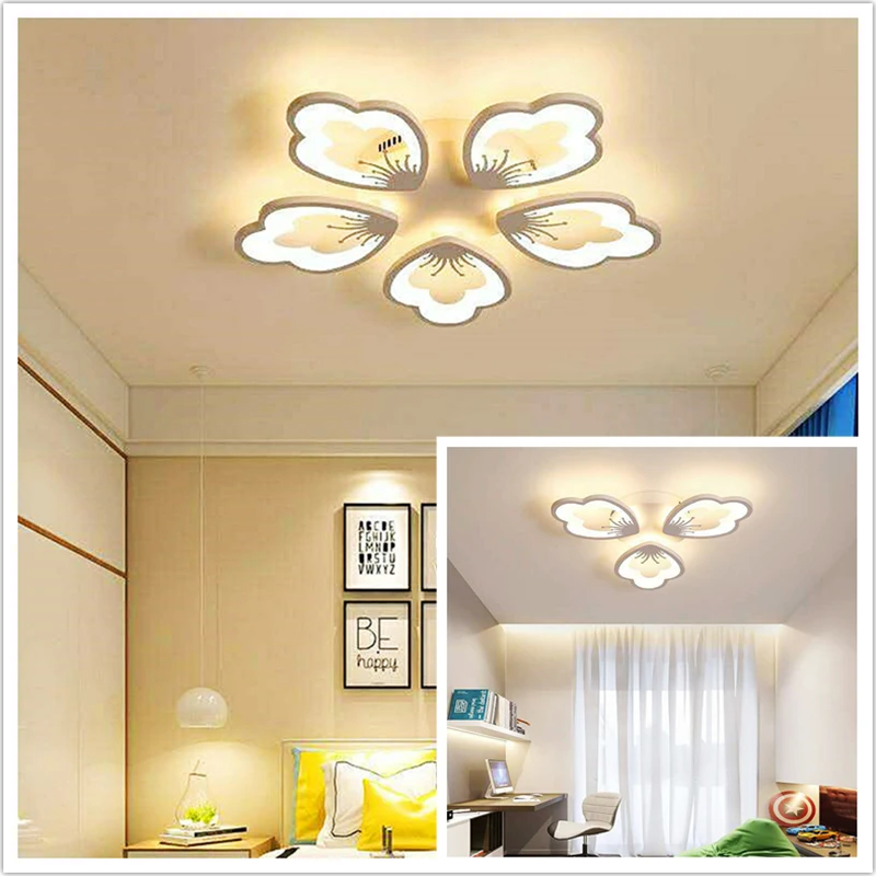 Imagem -04 - Modern Petal Shape Led Ceiling Light Teto Chandelier For Living Room Quarto Home Lamp Remote Dimable