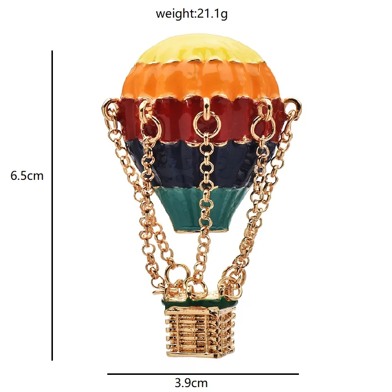Wuli&baby Multicolor Enamel Balloon Brooch Pins Beautiful Romantic Vehicle Metal Brooches For Women Kid's Backpack Clothes Badge