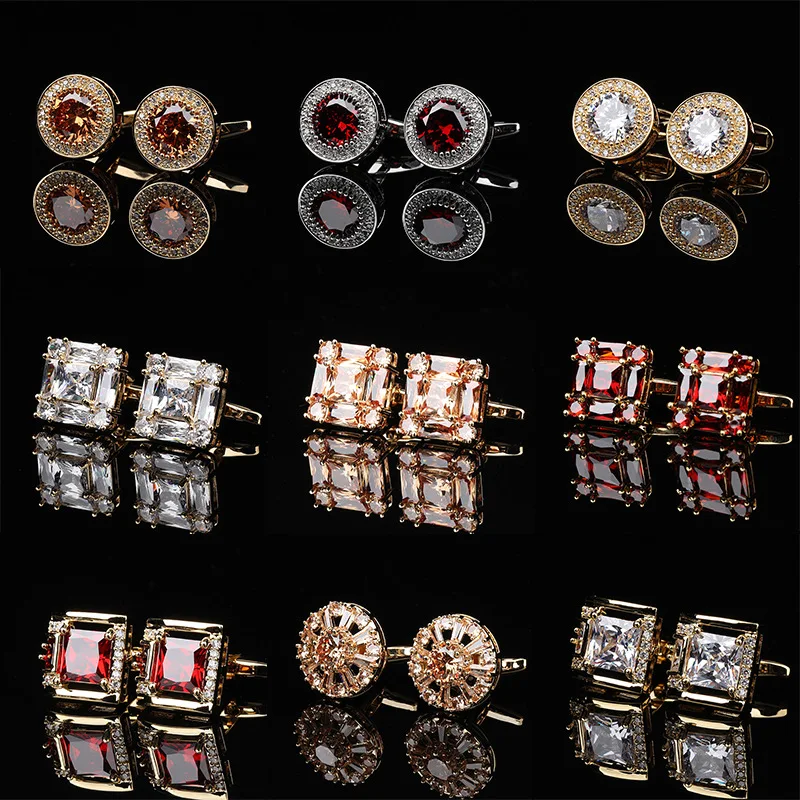 أزرار أكمام كريستالية للرجال لحفلات الزفاف، إكسسوارات قميص رسمية أنيقة للأعمال، هدية لعيد الأب والعريس #1