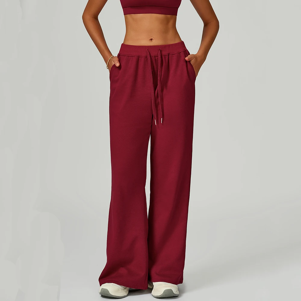 

Брюки для йоги, прямые брюки, женские воздушные шары с высокой талией, свободные прямые брюки для бега на открытом воздухе, спортивные брюки для отдыха с карманом