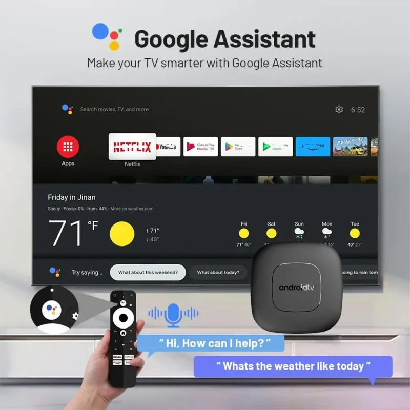 Smart TV Box with Android 13, Allwinner H313, Dual WiFi, BT5.0, Google Assistant, 8K, HDR10 +, Google, YouTube, NETFLIX