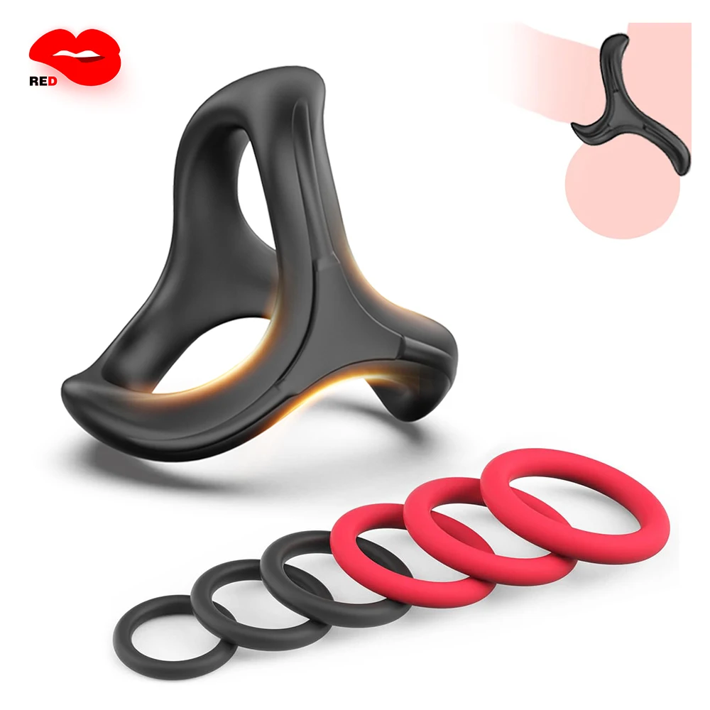 Couples Silicone Cock Penis Rings with Enlargers Erection Enhancing Ultra Soft Long Lasting Strechy Adult Sex Toys for Men