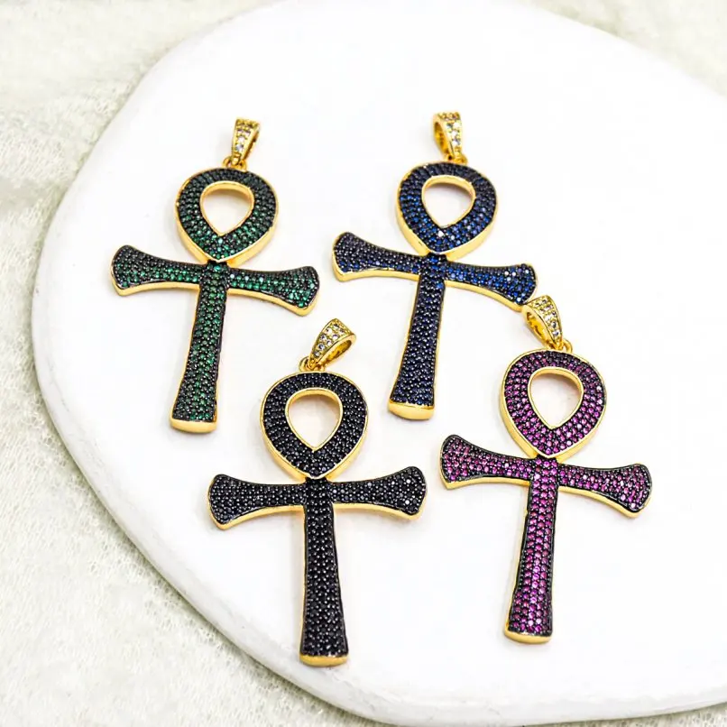 

1Pcs Invisible Setting Pendant Gold Color Cubic Zirconia Jesus Christian Copper Cross Crisscross Jewelry Special Gift