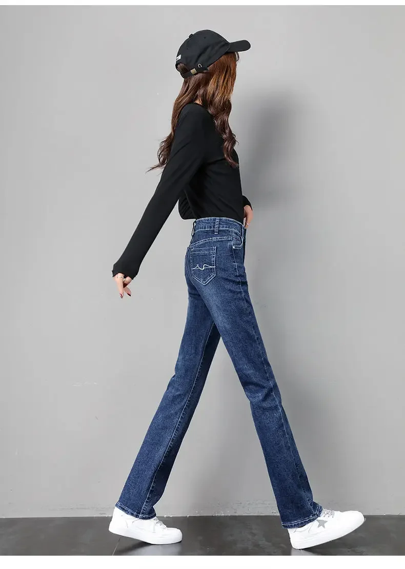 2022 summer women's new high waist loose slim straight jeans