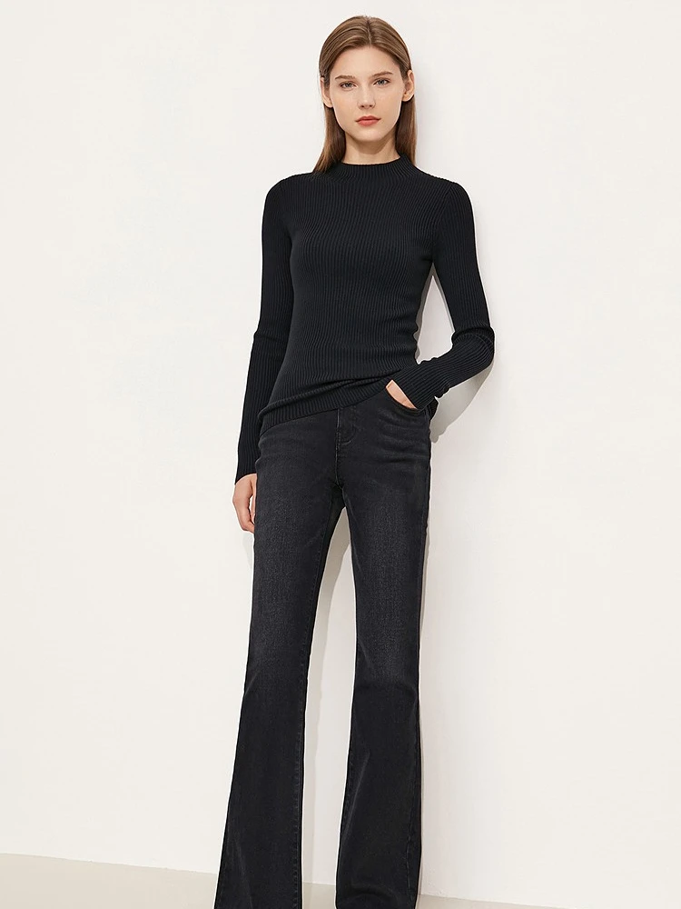 AMII جينز للمرأة 2025 شتاء جديد سليم صالح دافئ متعدد الاستخدامات متوهج السراويل بسيطة ركاب عادية امرأة بنطلون 12344022 #3