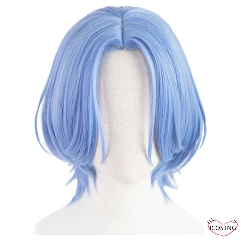 2025年 yiyiAnime SK8 ランガ コスプレウィッグ グラデーションブルー ショートストレート ミドルパート ミルレヘア 耐熱 SK8 the Infinity SK エイジ