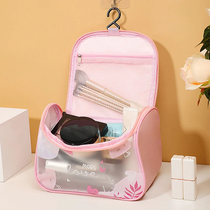 Trousse cosmétique portable pour femme, trousse de maquillage, rangement de voyage, toilette, organisateur, étanche, PVC, transparent, fermeture éclair