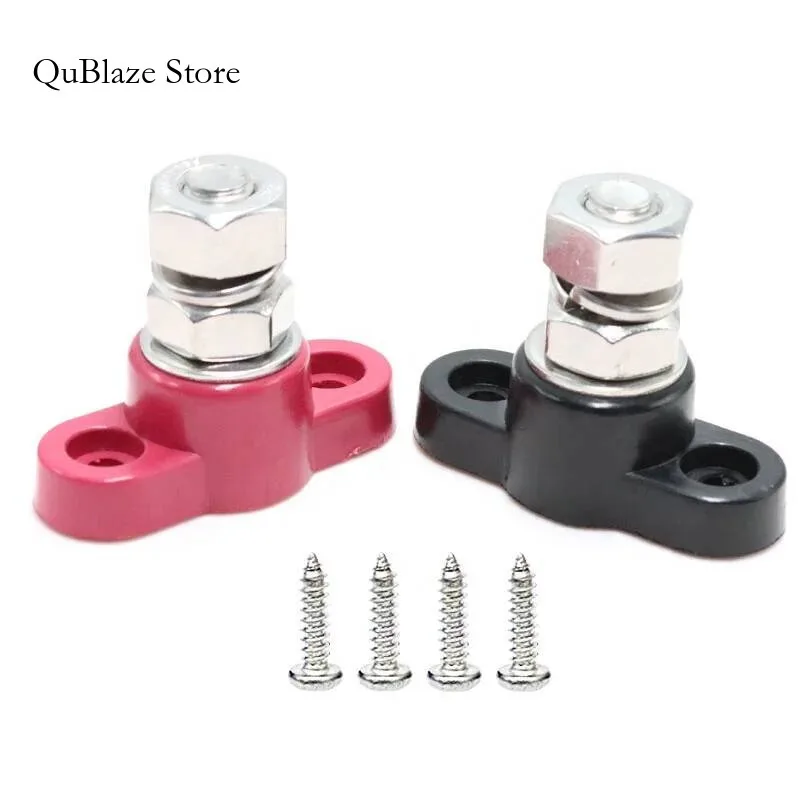 

A Pair Terminal Blocks 12V 24V M10 Safe Red Black Power Distribution Stud Battery Junction Block Post For Car Truck RV