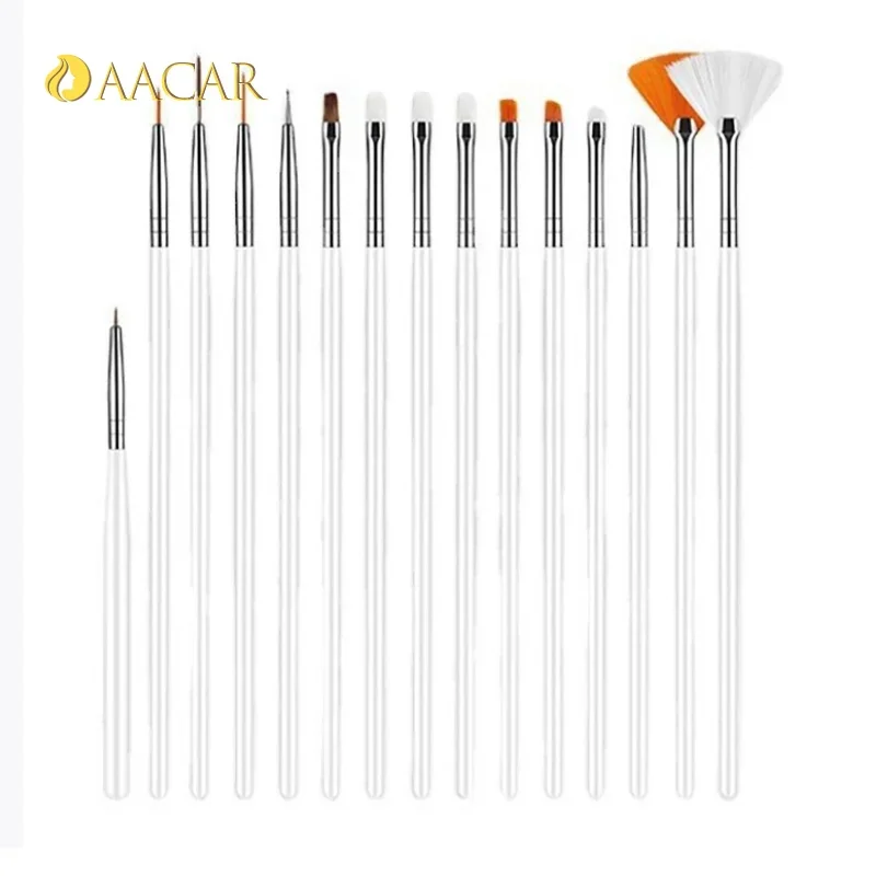 15 pezzi set di pennelli per penna per nail art strisce multifunzionali per intaglio pittura su gel UV kit di strumenti per manicure da disegno fai da te