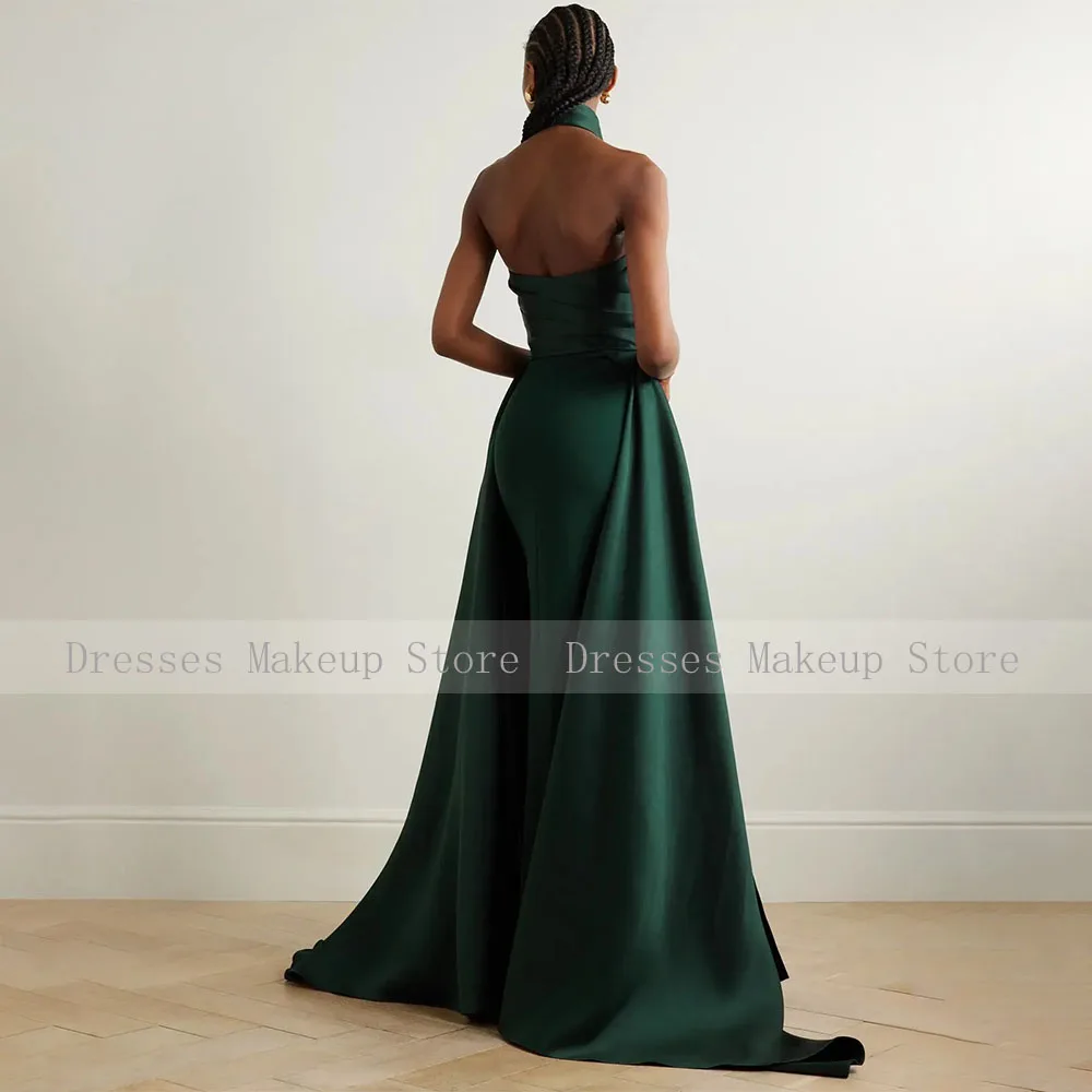 Dark Purple Evening Dress 2024 Halter Criss-Cross Column Evening Gowns for Women Satin Jersey Backless Formal Party Dresses Maxi