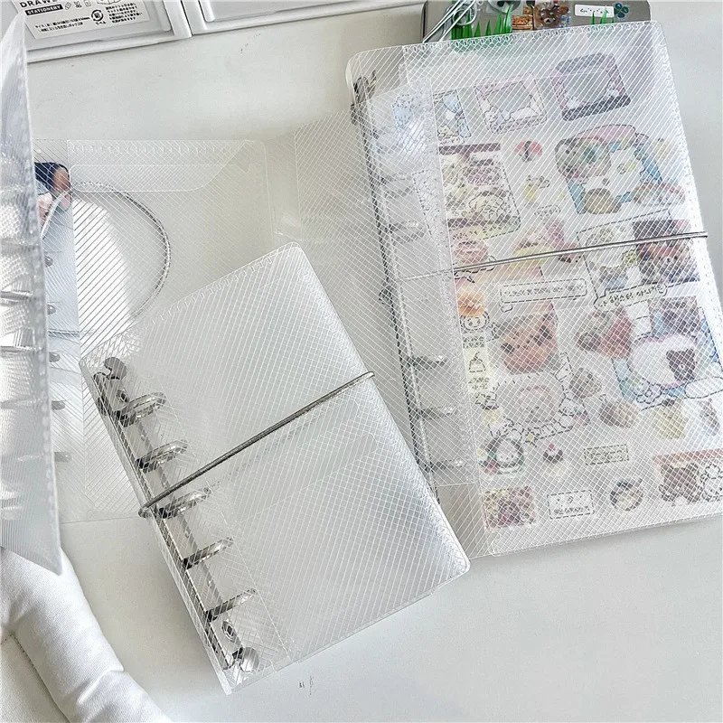 M5 PP Three Fold PP Loose Leaf Notebook Transparent Loose Leaf Binder Cover Journal Sketchbook Accessories Diary Office Supplies