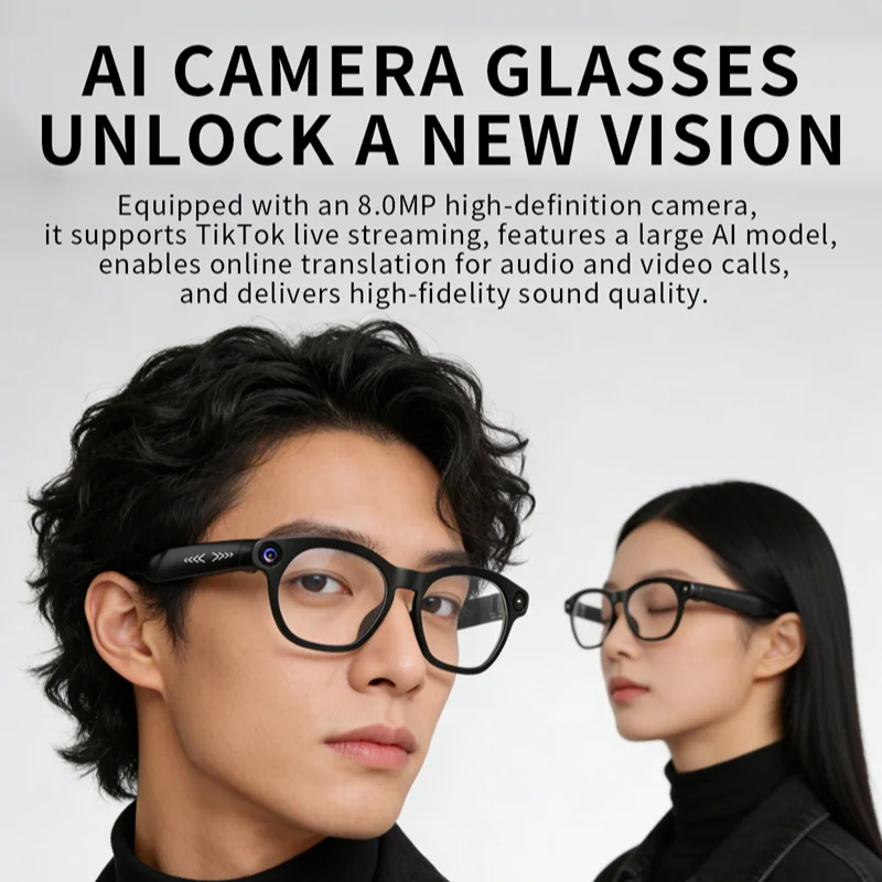 AI Smart Glasses 800W Pixel Anti Blue Light HD Camera Video Bluetooth Call Real-time Translation Live Streaming Glasses image 4