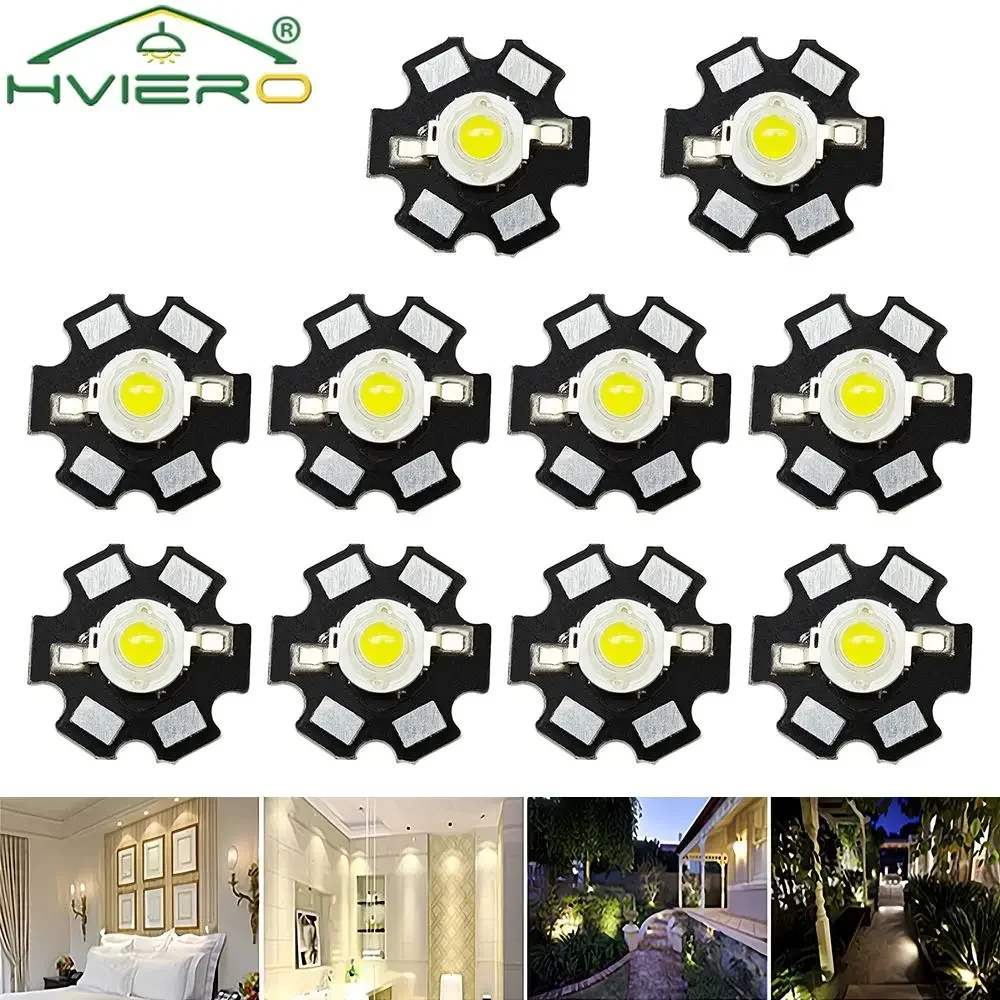 1W Light Beads LED White Garden Holiday Decoration Atmosphere Chip Bulb Bright COB Diodes Lamp With Star PCB Platine Heat Sink