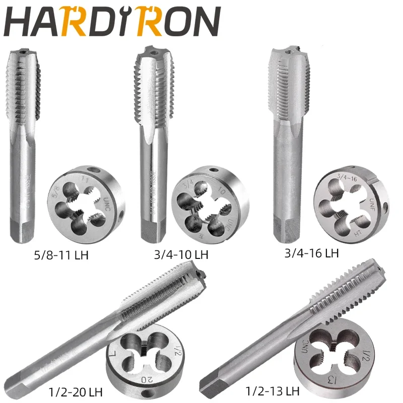 

Hardiron 1/2-13 1/2-20 5/8-11 3/4-10 3/4-16 Tap and Die Set Left Hand, HSS Thread Taps & Round Dies
