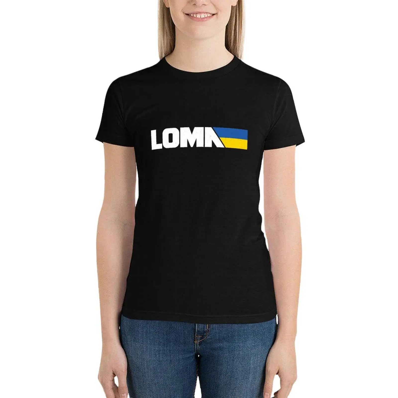 

Legendary Loma Black Remix Edition T-Shirt graphics Short sleeve tee Female clothing tops for Women