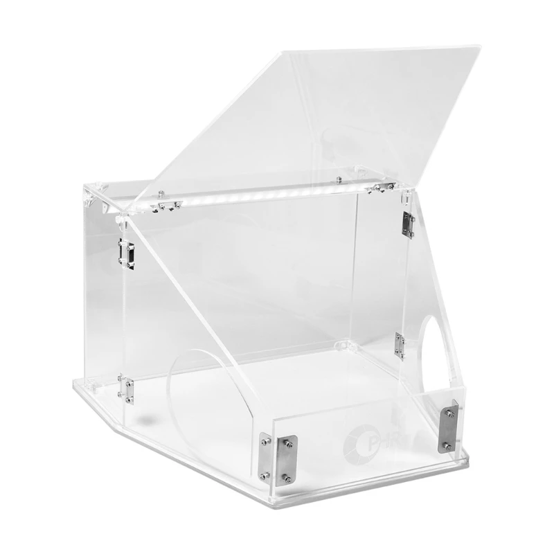 

Clear Enclosed Box with 2 Holes Plastic Grinding and Polishing Box for Engraving