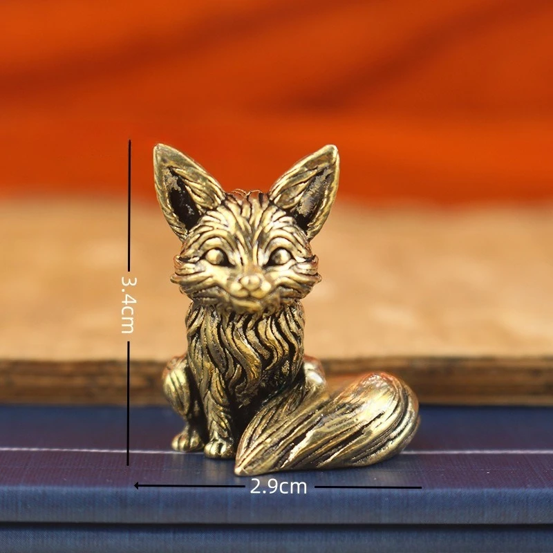 American Fox Figure Home Decor  Statue Ornament, Study, Office Desk, Tea Pet, Handle, Copper Ware