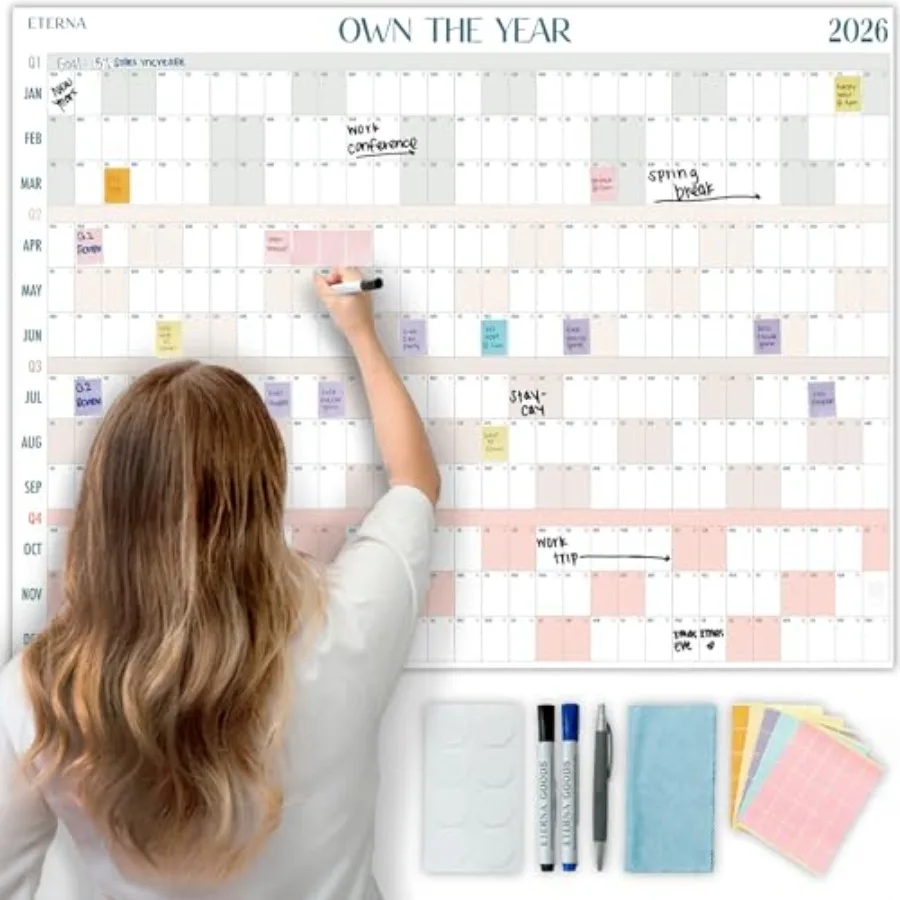 

Own the Year 2026 GIANT Wall Calendar 4Feet x 3Feet Full Year Dry Erase Large Planner January '26 to December '26 Big Whiteboar