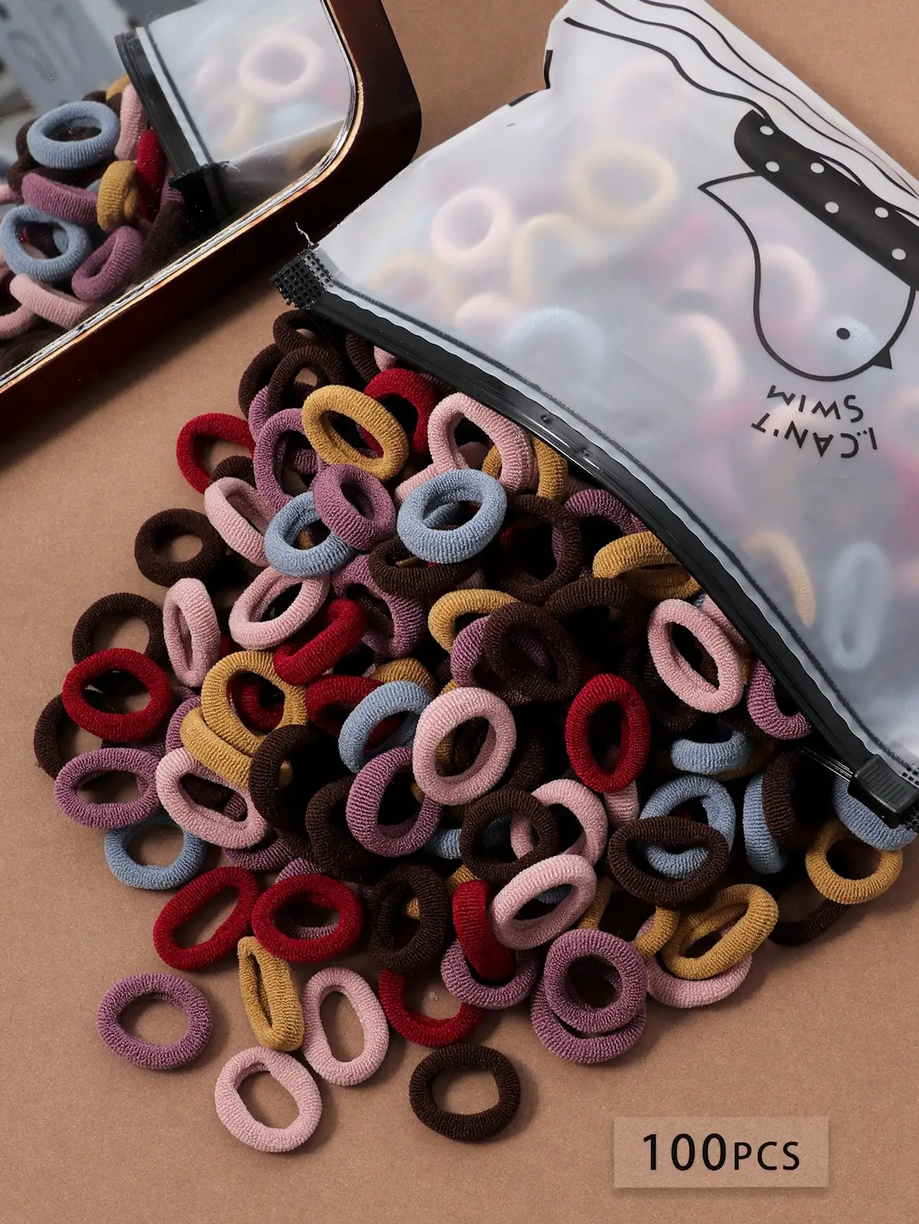 

100pcs/Small Size Multicolor Spandex Hair Ties, Cute Casual Elastic Rubber Bands For Ponytail, Hair Bobbles ,Hair Rope