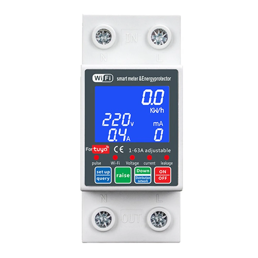 

For Tuya WiFi Smart Metering Switch Protection AC Meter with Backlight 63A 230V for Remote Control and Safety Features