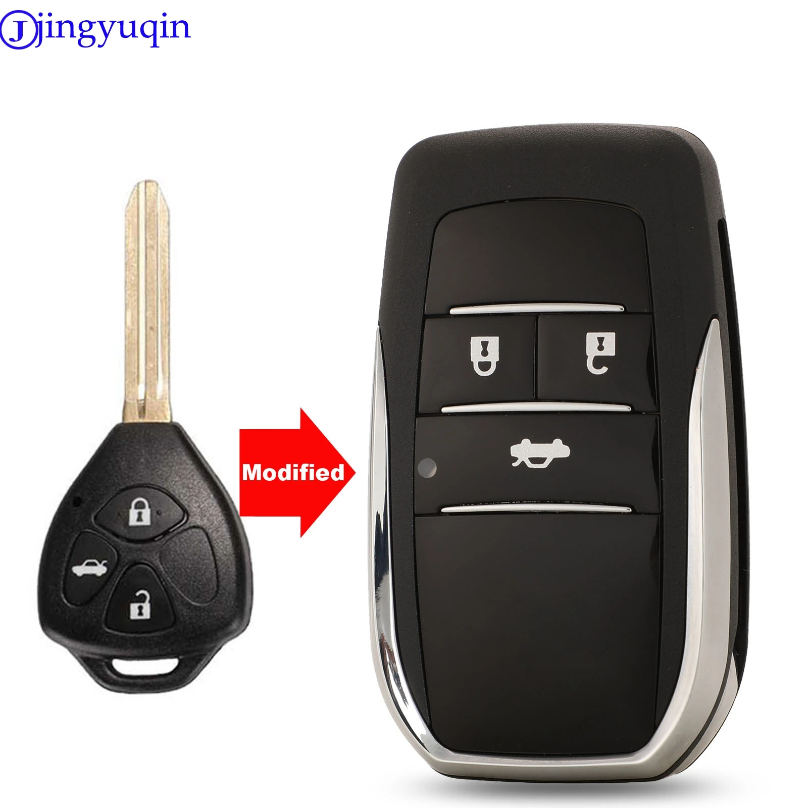 jingyuqin Modified 3 Button Car Key Shell Case For Toyota Corolla Yaris Prado Tarago Camry RAV4 REIZ Crown Avalon Venza