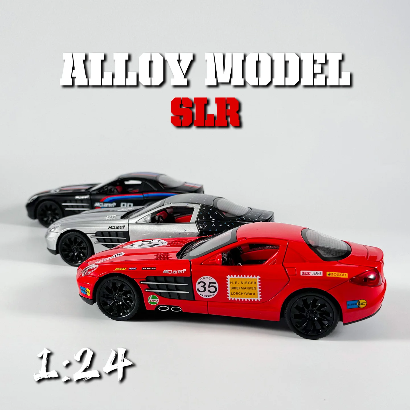 

1:24 High Quality Alloy SLR Sports Car Model, Cool Sound and Light, Best Collectible for Car Lovers, Christmas Gifts