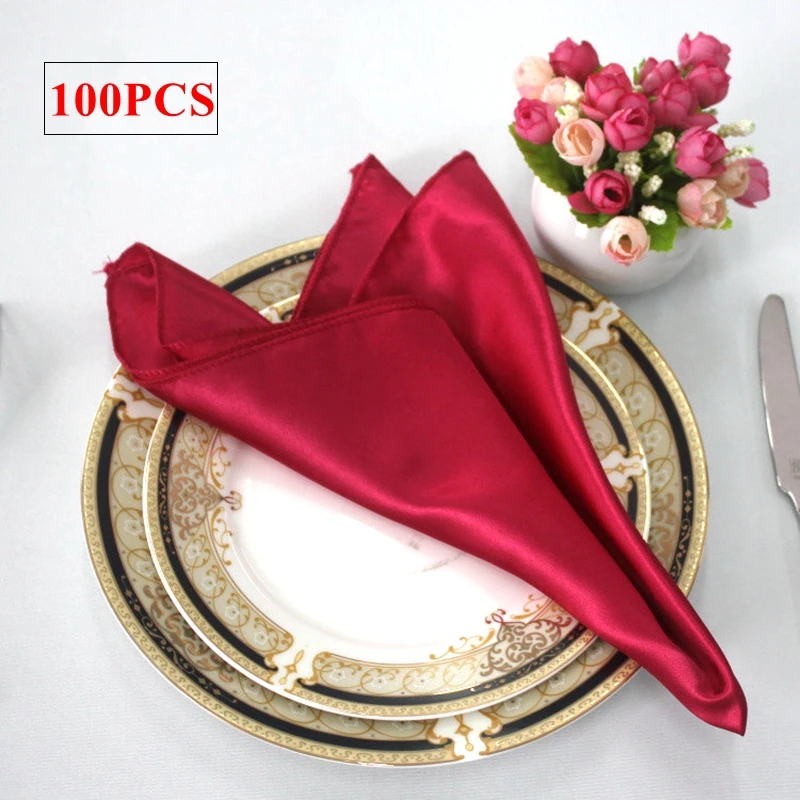 

Good Looking 48x48cm Satin Napkin Banquet Wedding Tablecloth Napkins For Event Party Dinner Decoration