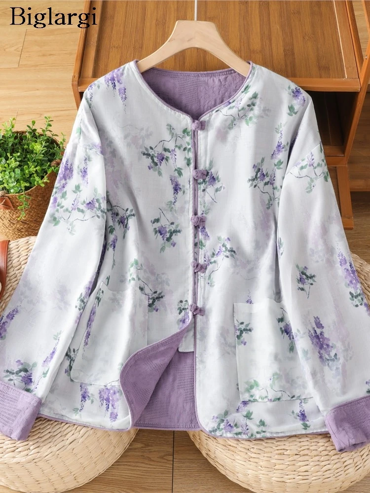 

Oversized Autumn Reversible Shirts Coat Women Flower Floral Print Fashion Ladies Jackets Casual Loose Long Sleeve Woman Coats