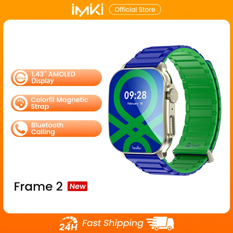 

IMIKI 2025 HD Screen AMOLED Display Smartwacth 2.01" Heart Rate Bluetooth Call Waterproof Watch BENETTON Smart Watchs for Woman