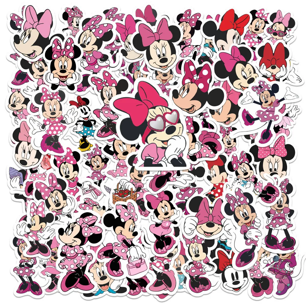 

50-100pcs Disney Mickey Mouse and Minnie Mouse cartoon stickers, cute DIY laptop luggage scrapbook bicycle waterproof sticker to