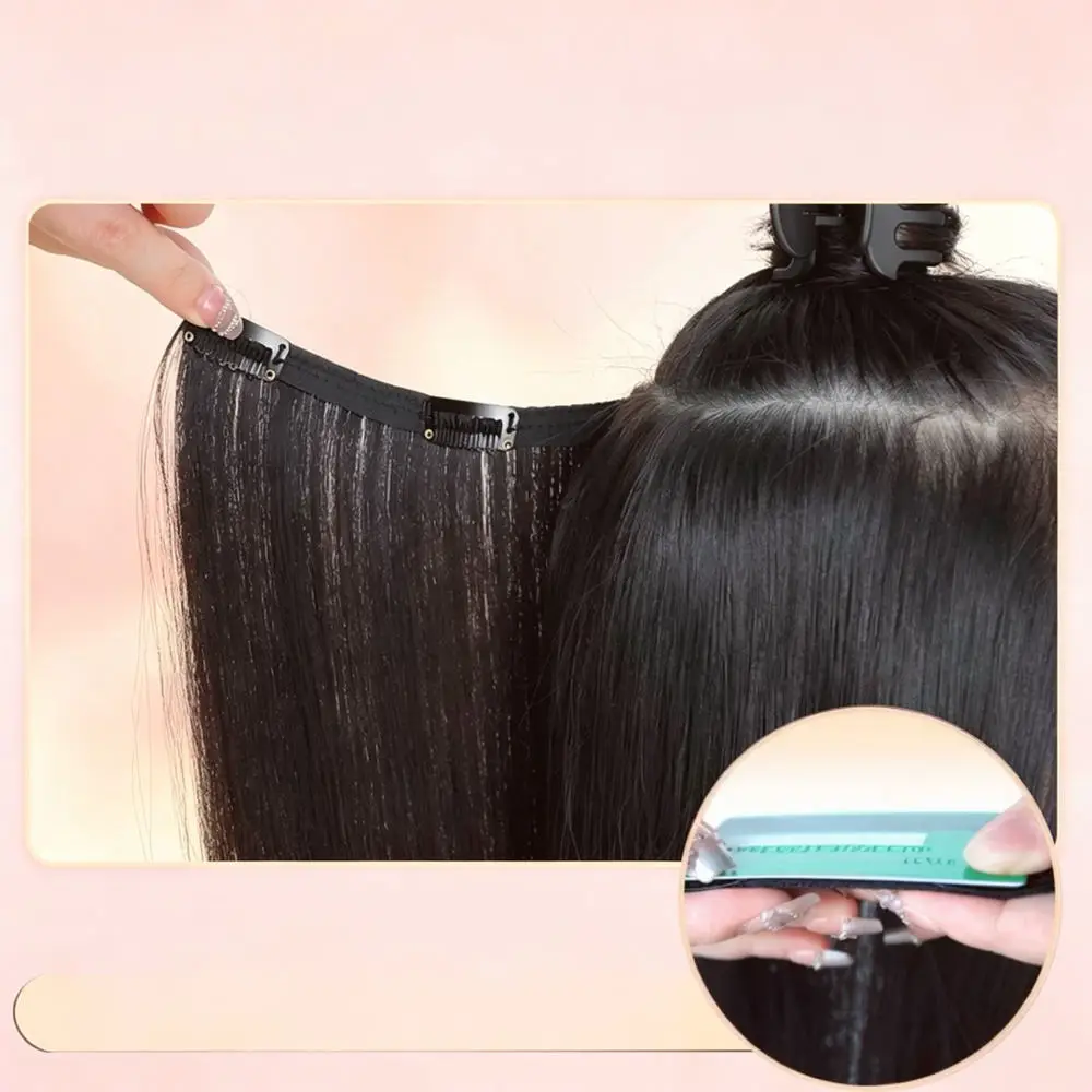 Invisible Seamless Hair Extension Long Straight Hairpiece Synthetic Heat Resistant Fiber Natural Volume For Women Instant Length