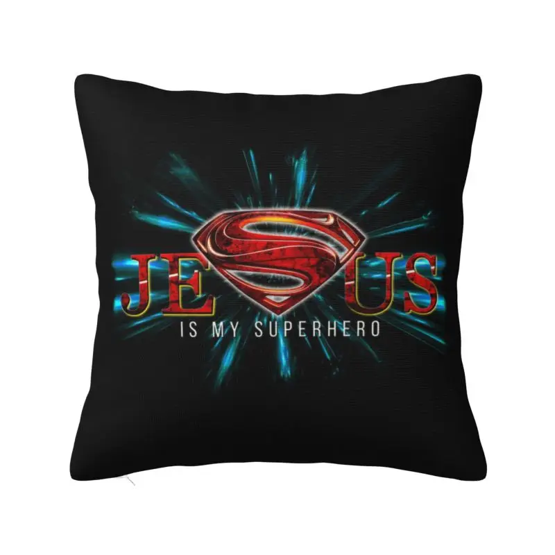 Jesus Superhero Throw Pillow Case Bedroom Decoration Kawaii Religion Cushions Cover For Sofa Chair Square Polyester Pillowcase