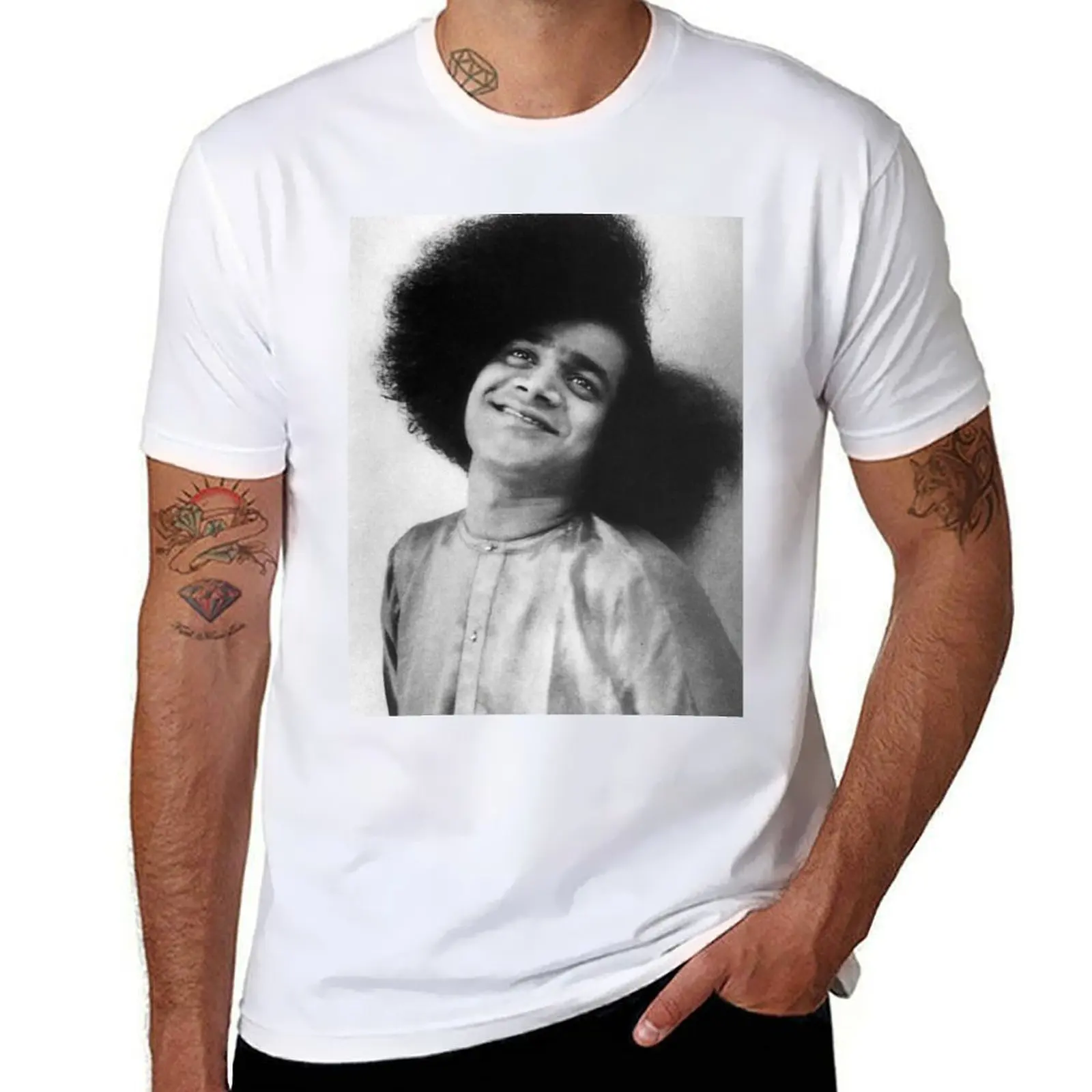 

Футболка с изображением Sathya Sai Baba, черная хлопковая футболка, простая мужская упаковка, мужские футболки, хлопковая футболка