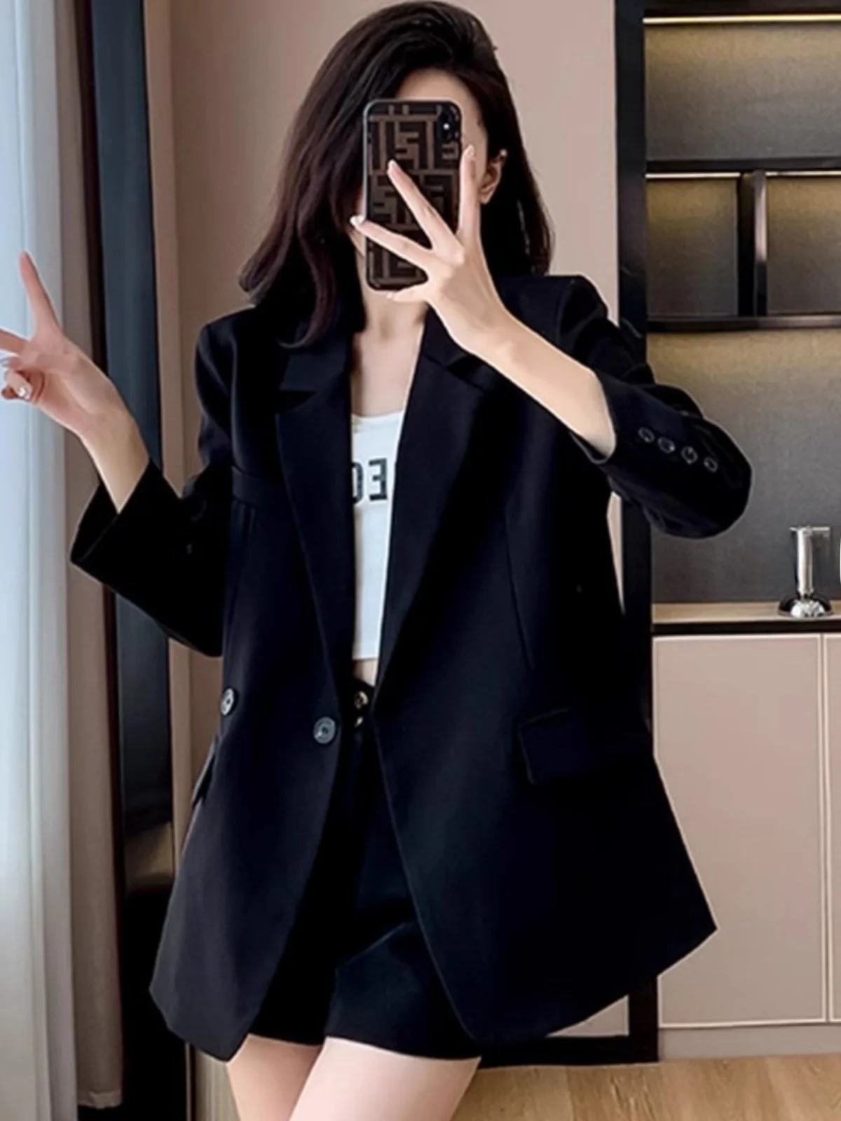 

Новинка 2026: Женский модный топ Bla Suit Jaet для офиса и повседневной носки, свободный крой, длинный рукав, высокое качество.