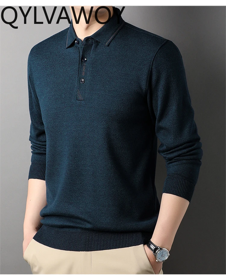 QYLVAWOY Mens Polo Shirt Spring Autumn Men's Clothing  Long Sleeved Sweaters Warm T-shirts for Men New in Tops & Tees Футболка