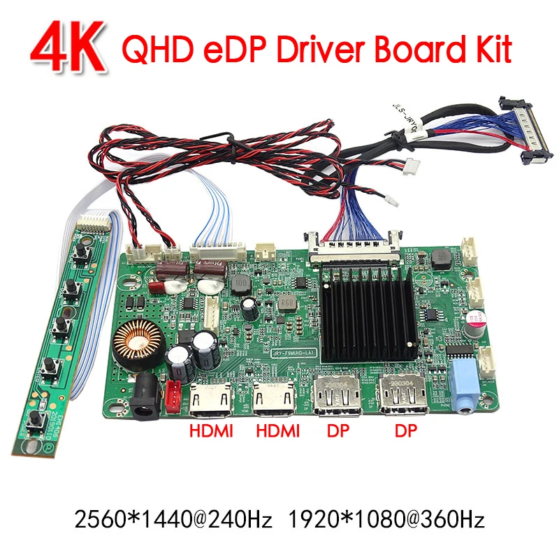 

4K edp LED display driver board JRY-F9MUHD-LA1 1K 2K 4K 60hz 144hz 240hz 360hz UHD Monitor HDR VBO eDP HDMI DP