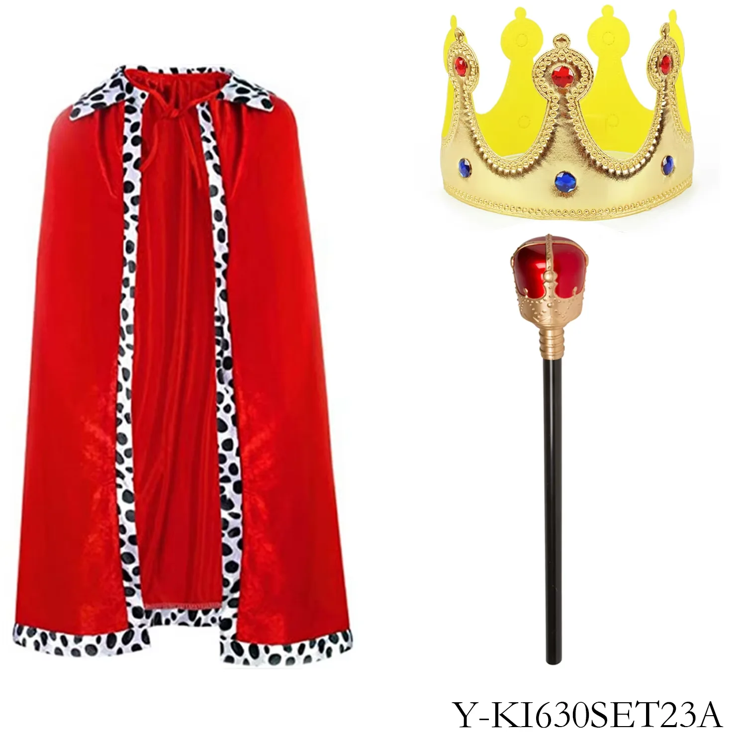 PESENAR kostuum en accessoires met koningthema, geschikt voor koningsthemafeest en cosplay