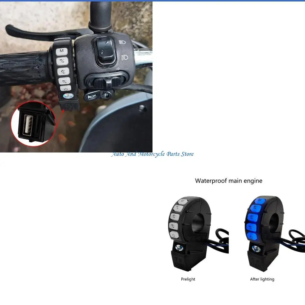

P9FD Radio System Motorcycle Waterproof Speaker Skull Subwoofer Bluetooth-compatible MP3 Player Motorbike Stereo System