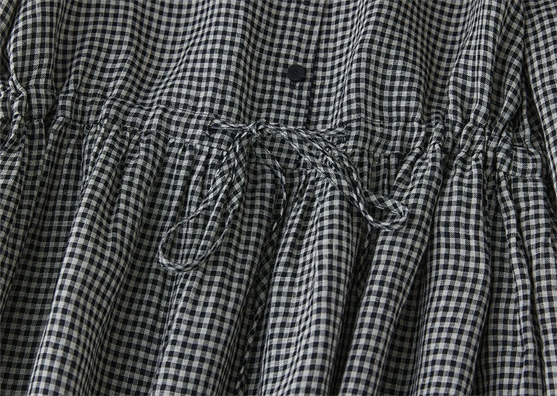2026 Patchwork Fashion Black White Plaid Autumn Dresses Office Lady Work Dress Japanese Style Women Spring Casual Long Clothing