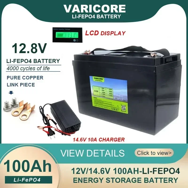 12V/12.8V 160Ah 120Ah 100Ah LiFePO4 bateria litowo-żelazna fosfa dla kamperów RV terenowe baterie słoneczne wiatrowe 14.6V 10A ładowarka