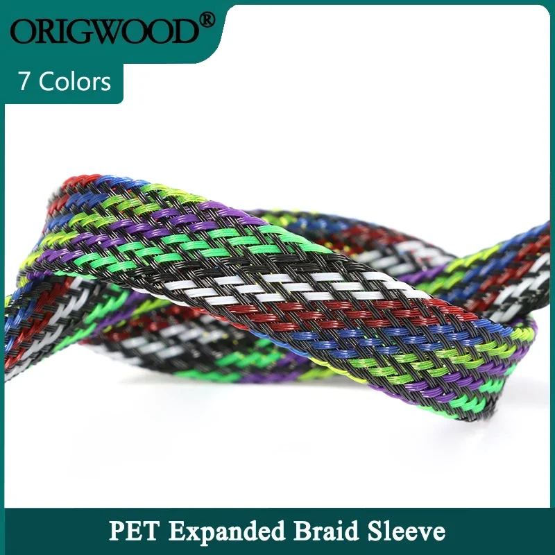 

1~50m 7 Colors PET Braid Sleeve 2/4/6/8/10/12/14/16mm High Density Sleeving Snake Skin Cable Wrap Sheath For Electric Cables