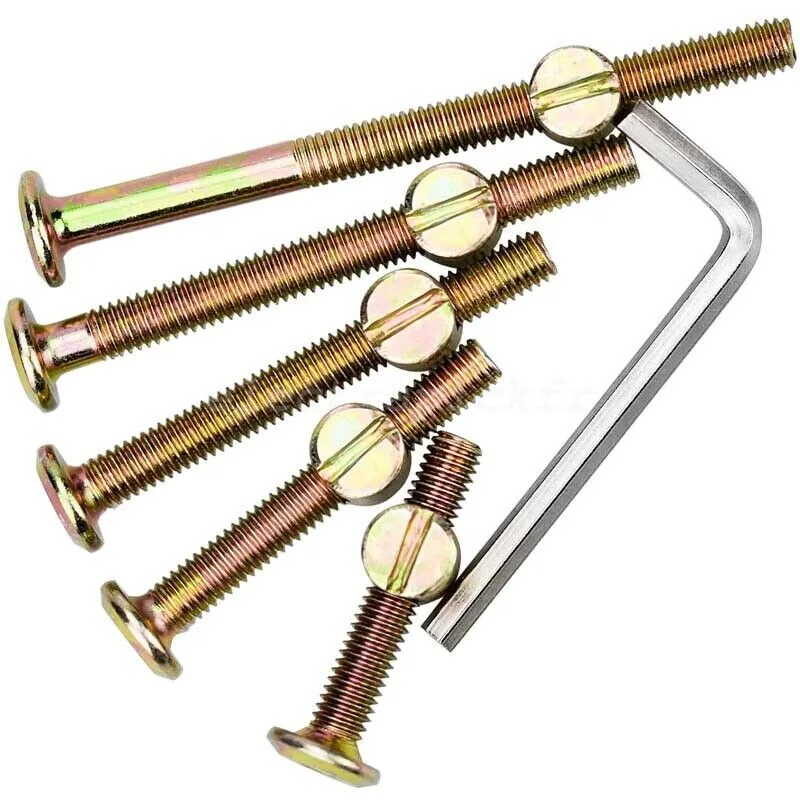 25Set Cot Bed Furniture Connecting Bolts Barrel Nut Furniture Bolts and Barrel Nuts M6 Allen Head Furniture Cot Crib Bed Bolt view 3