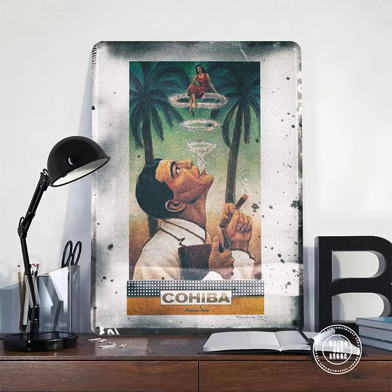 Cigar Vintage Tinplate Posters Customizable Wall Art Retro Vintage Metal Signs for Home Room Custom Plate Mancave Decoration