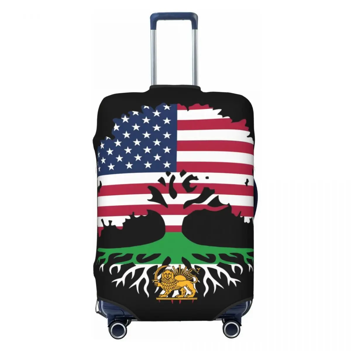 

Чехол для чемодана с флагами США и Ирана (Персия, Американский флаг), эластичный, для деловых поездок, защитный, для багажа
