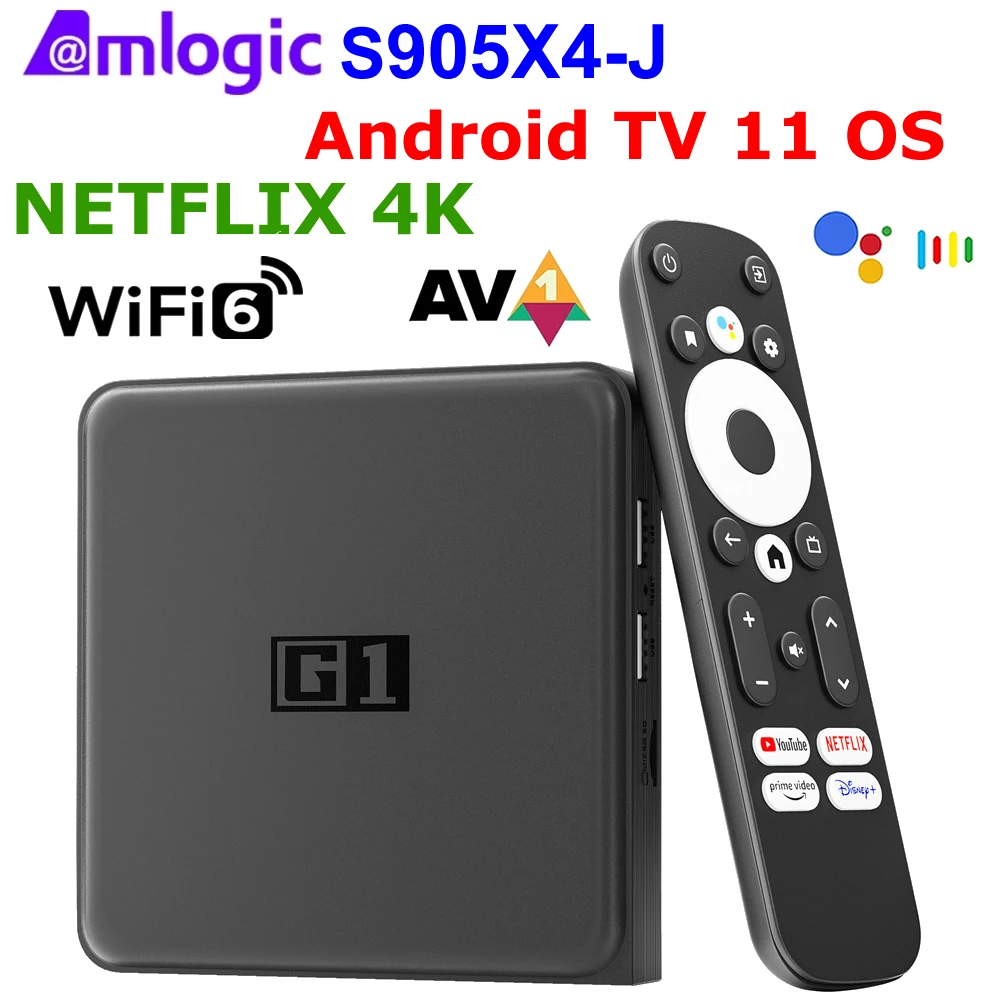 

G1 Android TV BOX with Netflix 4K Google Certified Android TV 11 OS Dolby Vision Amlogic S905X4 WIFI6 BT5.0 Media Player