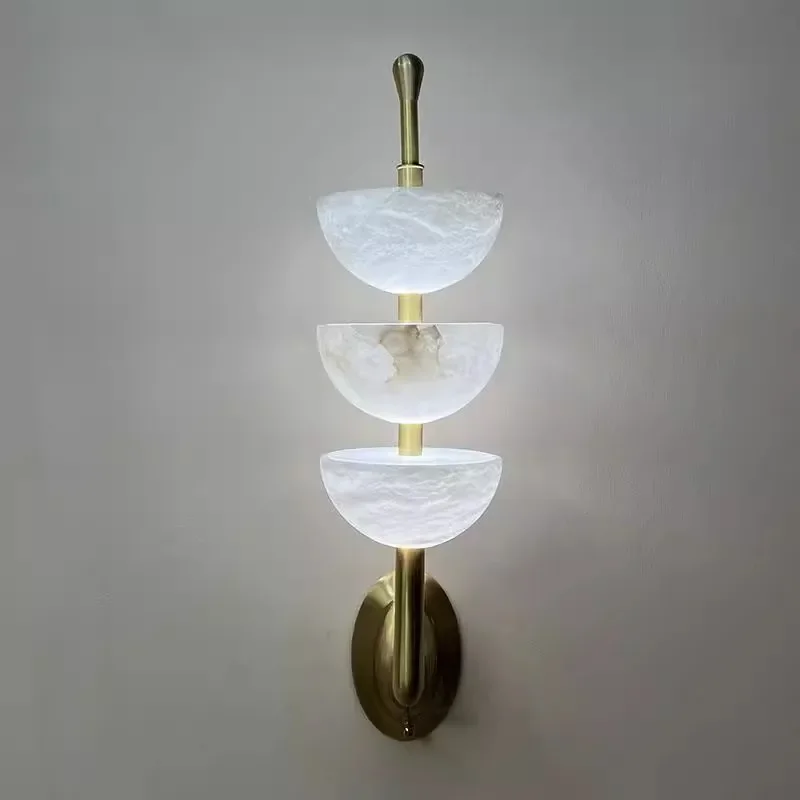 

French Luxury Decorative Wall Lamp Simple Bedroom Living Room Bedside Marble Lights Hotel Club Front Desk Door LED Wall Light