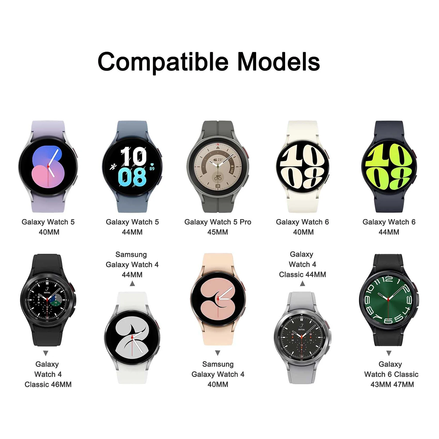 Bandas de silicona para Galaxy Watch 6 Classic, compatibles con Samsung Galaxy Watch 5 Pro, 45mm/ Galaxy Watch 4/5/6, 40/44mm