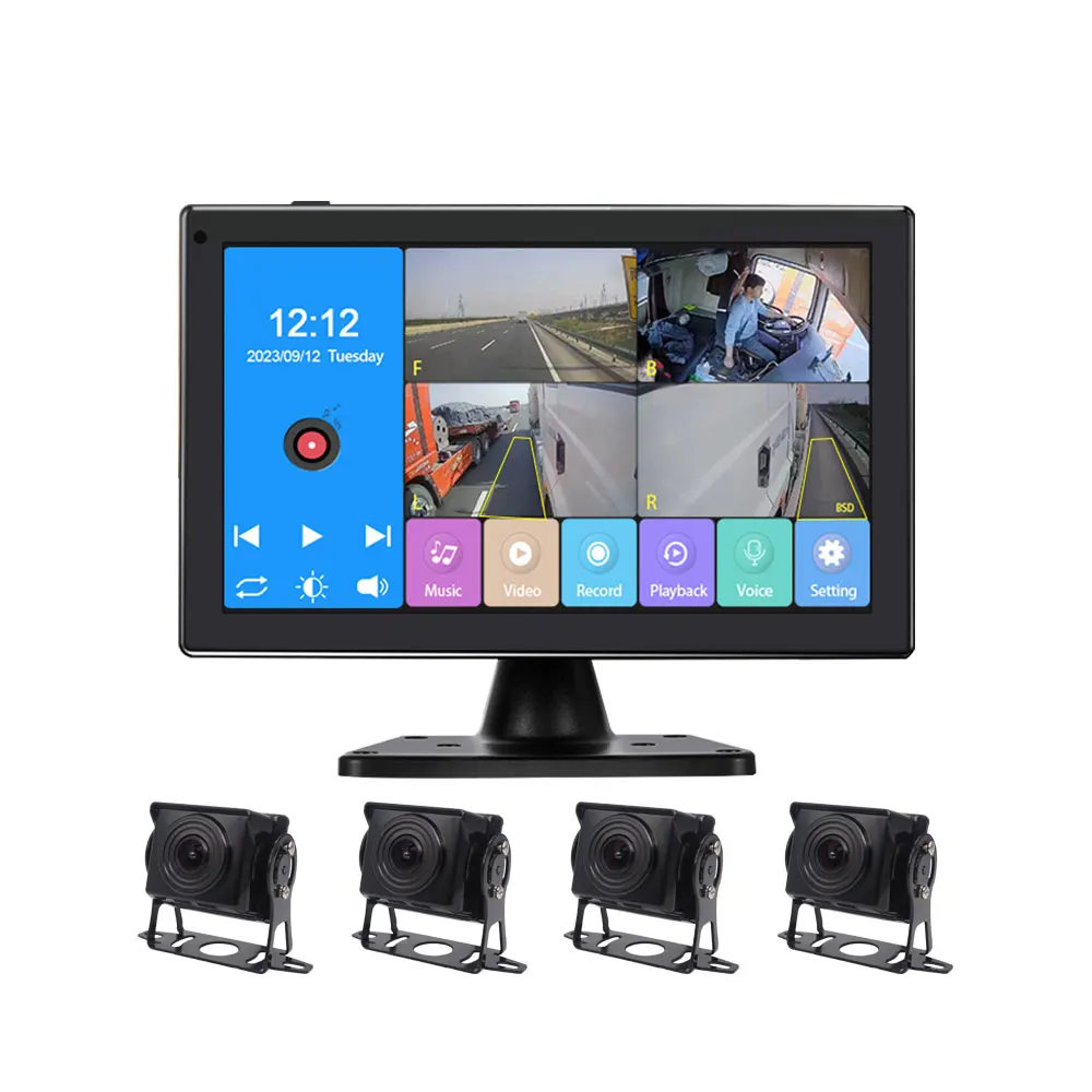 

4CH Vehicle System with AI 1080P AHD 10.1 Inch Touch Screen DVR for Car/Truck/Bus Parking Recorder